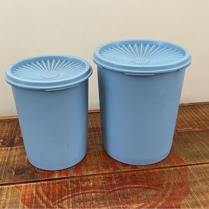 Vintage Tupperware Blue Servalier Nesting Canister Duo❤️